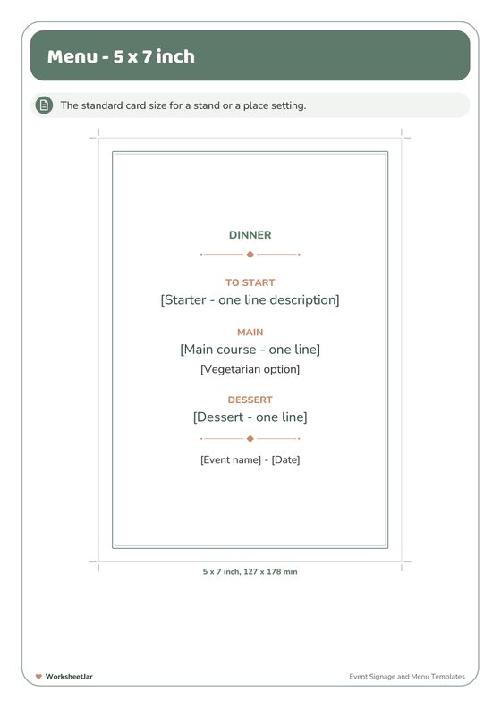 Event Signage and Menu Templates - inside page 3