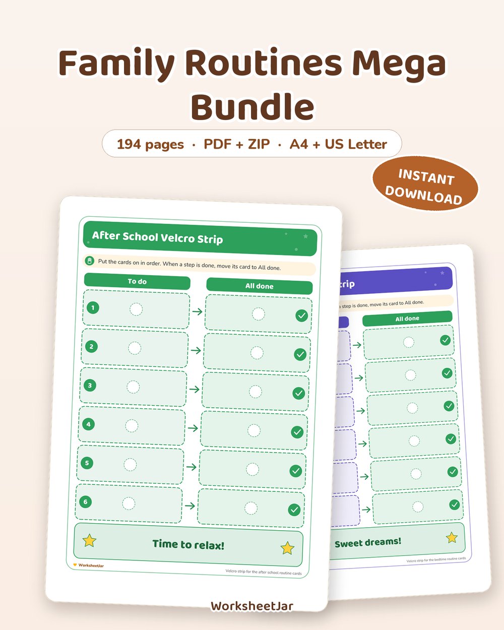 Family Routines Mega Bundle | 33 Chart and Card Pages - printable behaviour & routine charts PDF, page preview