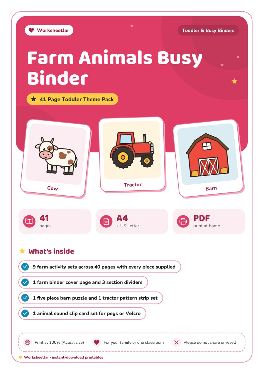Farm Animals Busy Binder - cover