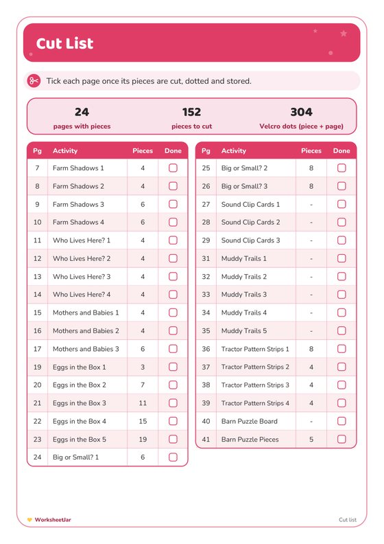 Farm Animals Busy Binder - inside page 3
