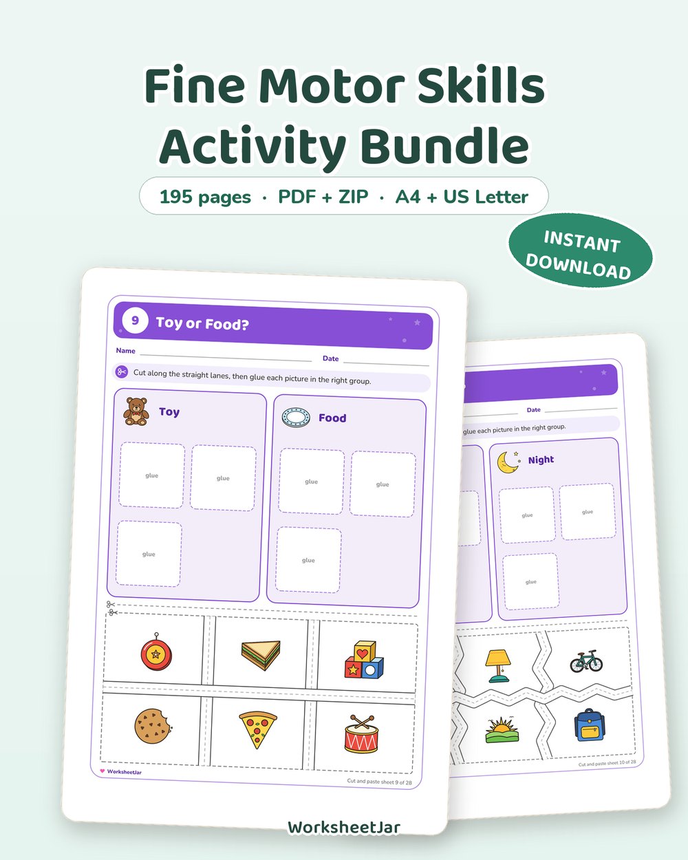 Fine Motor Skills Activity Bundle | 195 Preschool Pages - printable fine motor & activity PDF, page preview