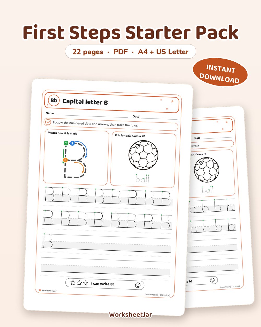 First Steps Starter Pack | 22 Page Printable Set for Ages 3 to 5 - printable tracing & pre-writing PDF, page preview