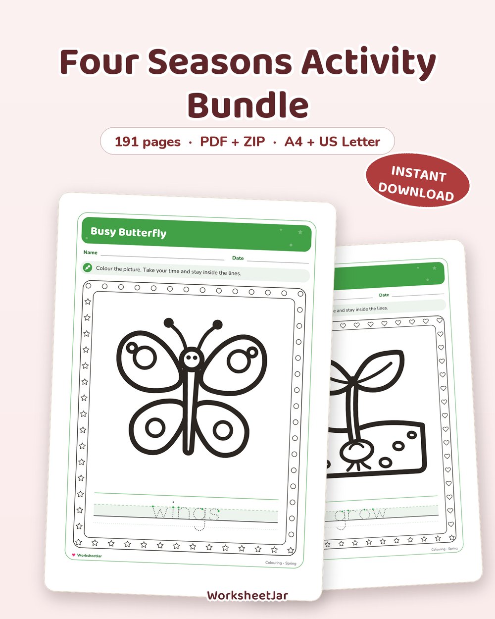 Four Seasons Activity Bundle | 191 Printable Pages - printable seasonal & holiday packs PDF, page preview