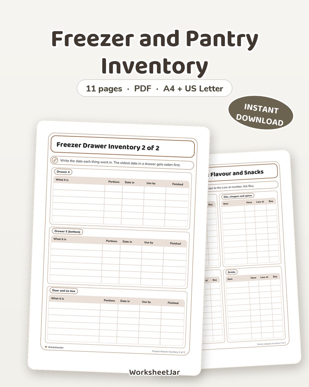 Freezer and Pantry Inventory | Stop Buying It Twice - printable home & lifestyle PDF, page preview