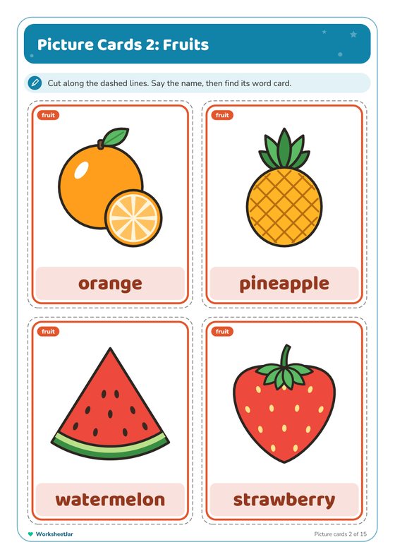 Fruits and Vegetables Flashcards - inside page 2