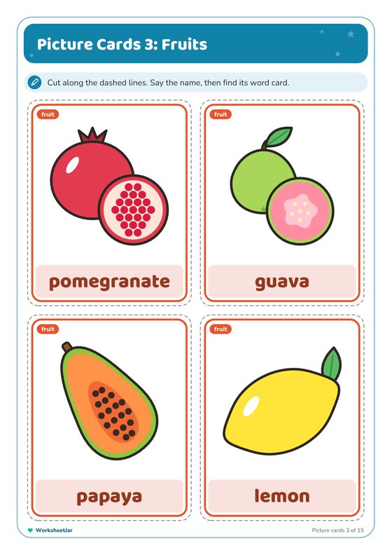Fruits and Vegetables Flashcards - inside page 3