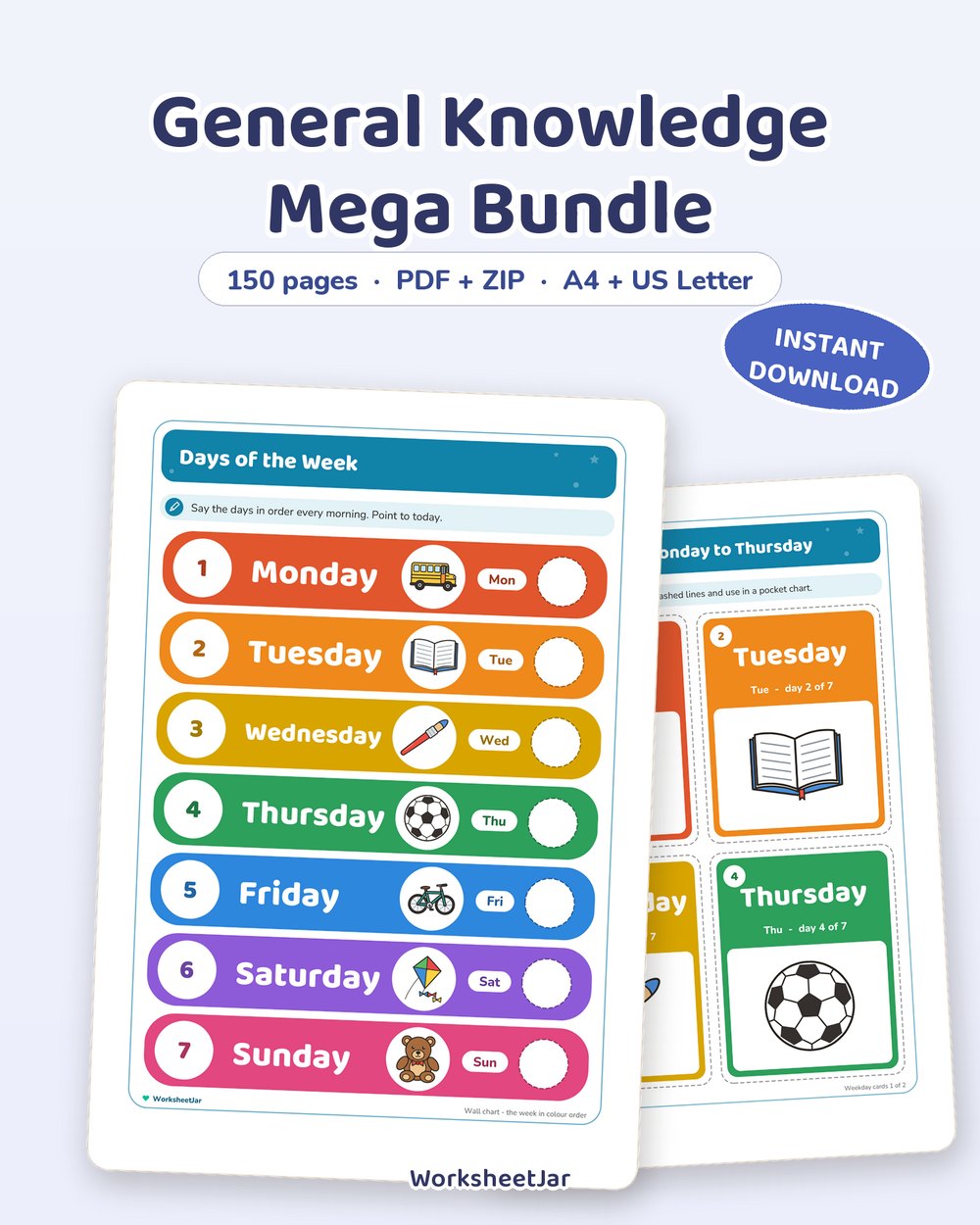General Knowledge Mega Bundle | 150 Pages for Ages 3-10 - printable general knowledge PDF, page preview
