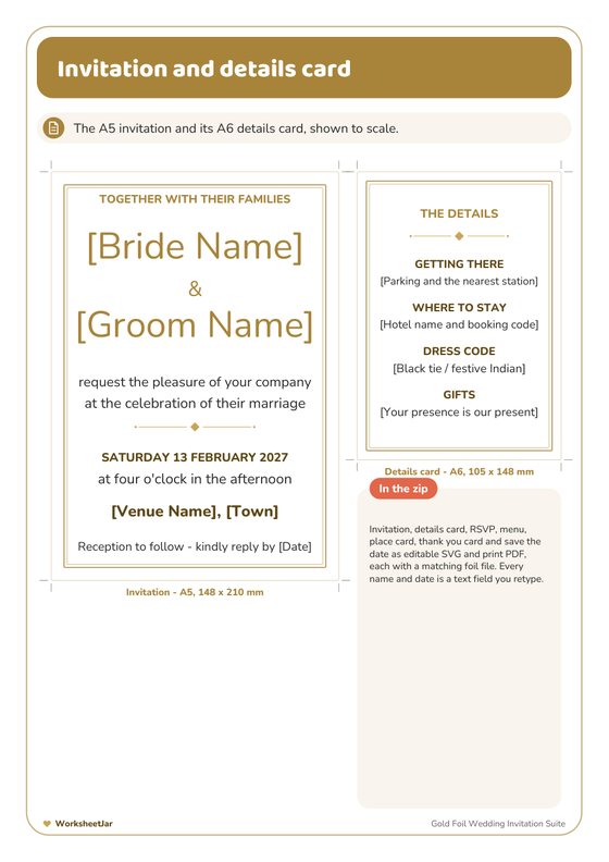 Gold Foil Wedding Invitation Suite - inside page 1