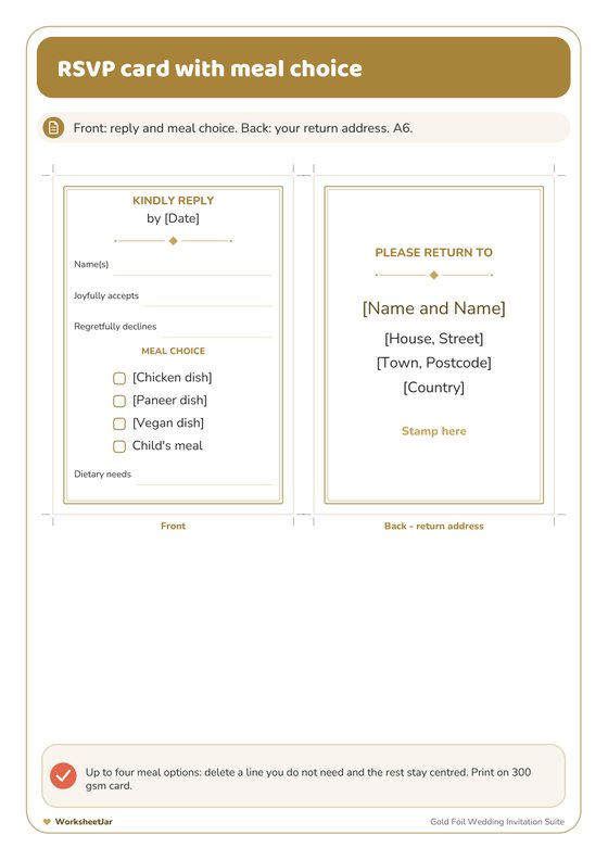 Gold Foil Wedding Invitation Suite - inside page 2