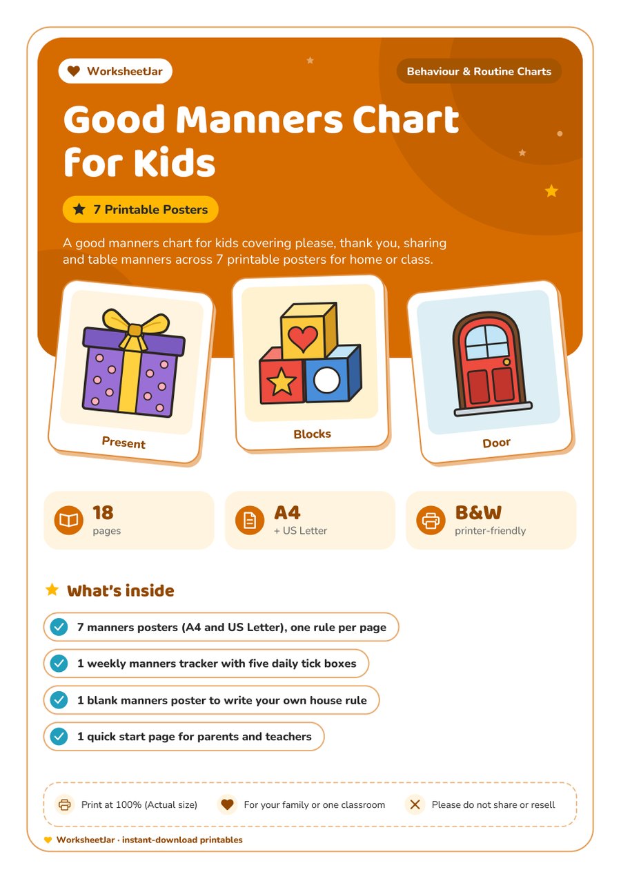 Good Manners Chart for Kids - cover
