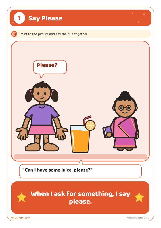 Good Manners Chart for Kids - inside page 1