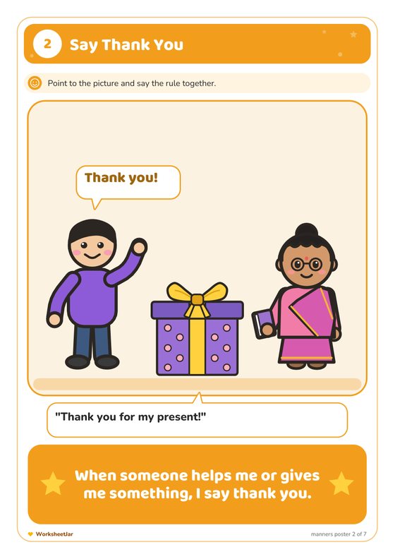 Good Manners Chart for Kids - inside page 2