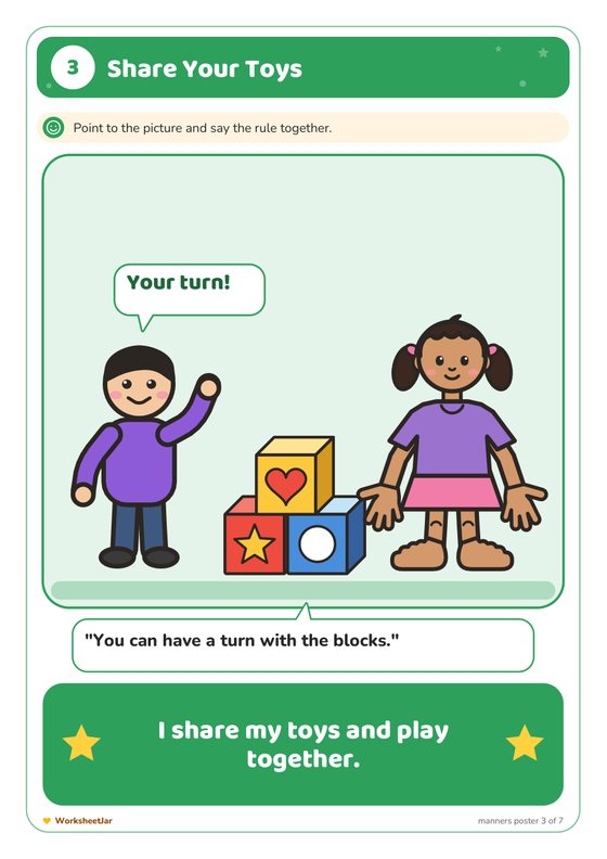 Good Manners Chart for Kids - inside page 3