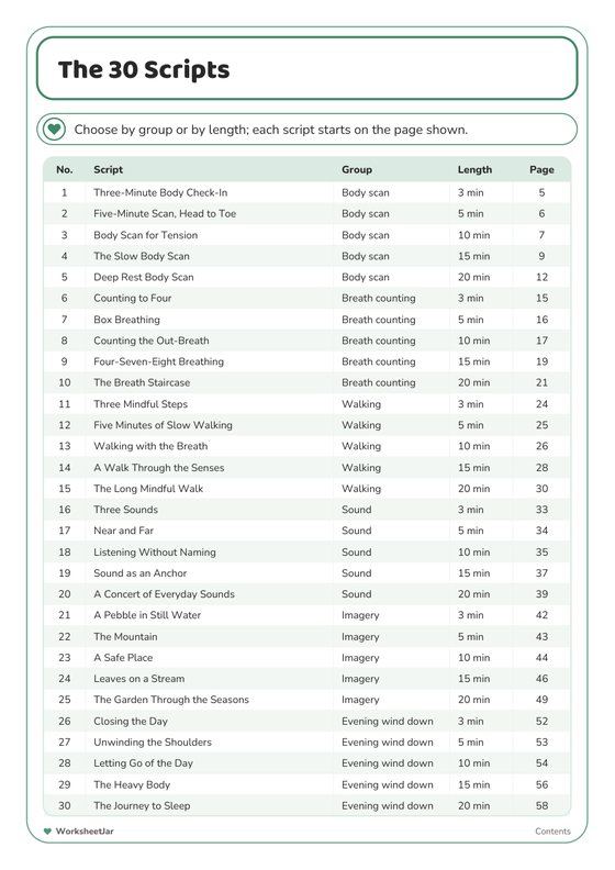 Guided Meditation Scripts Printable - inside page 1
