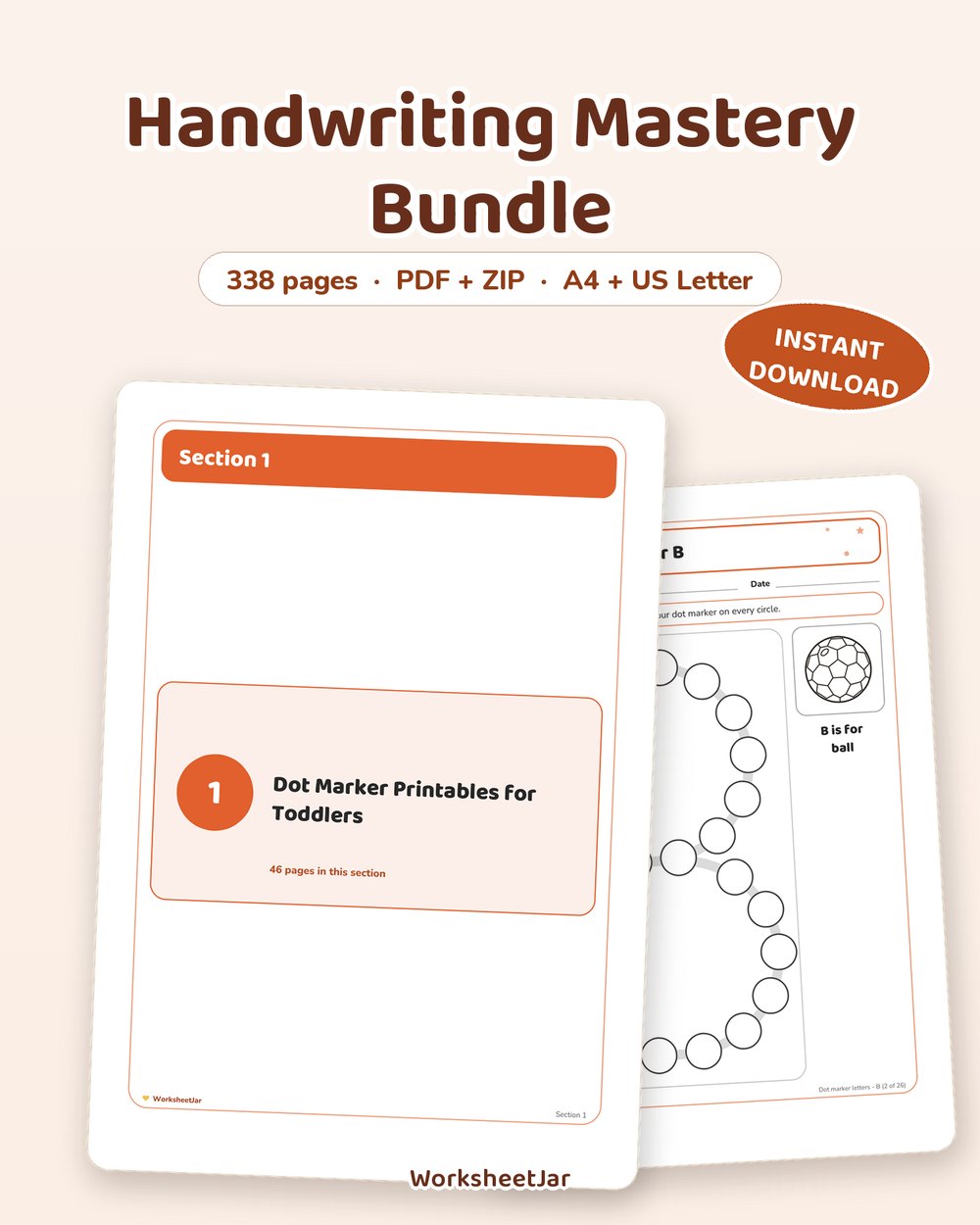 Handwriting Mastery Bundle | 338 Pages, Strokes to Cursive - printable tracing & pre-writing PDF, page preview