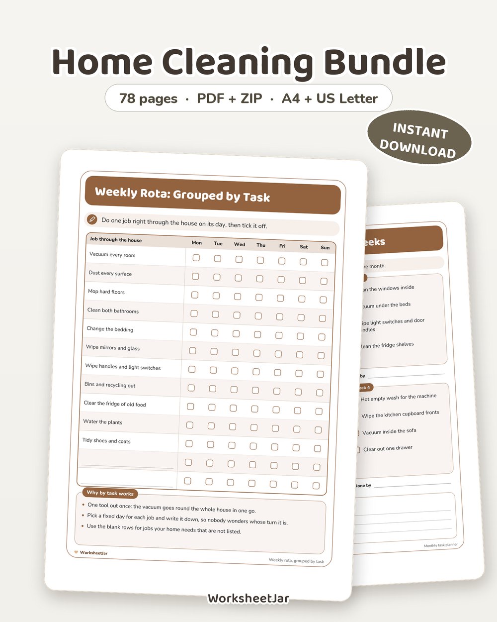 Home Cleaning Bundle | 78 Page Reset and Deep Clean Set - printable home & lifestyle PDF, page preview