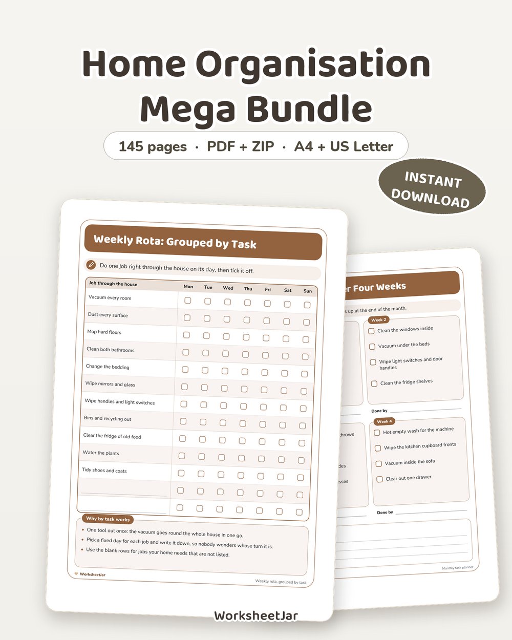 Home Organisation Mega Bundle | 145 Printable Pages - printable home & lifestyle PDF, page preview