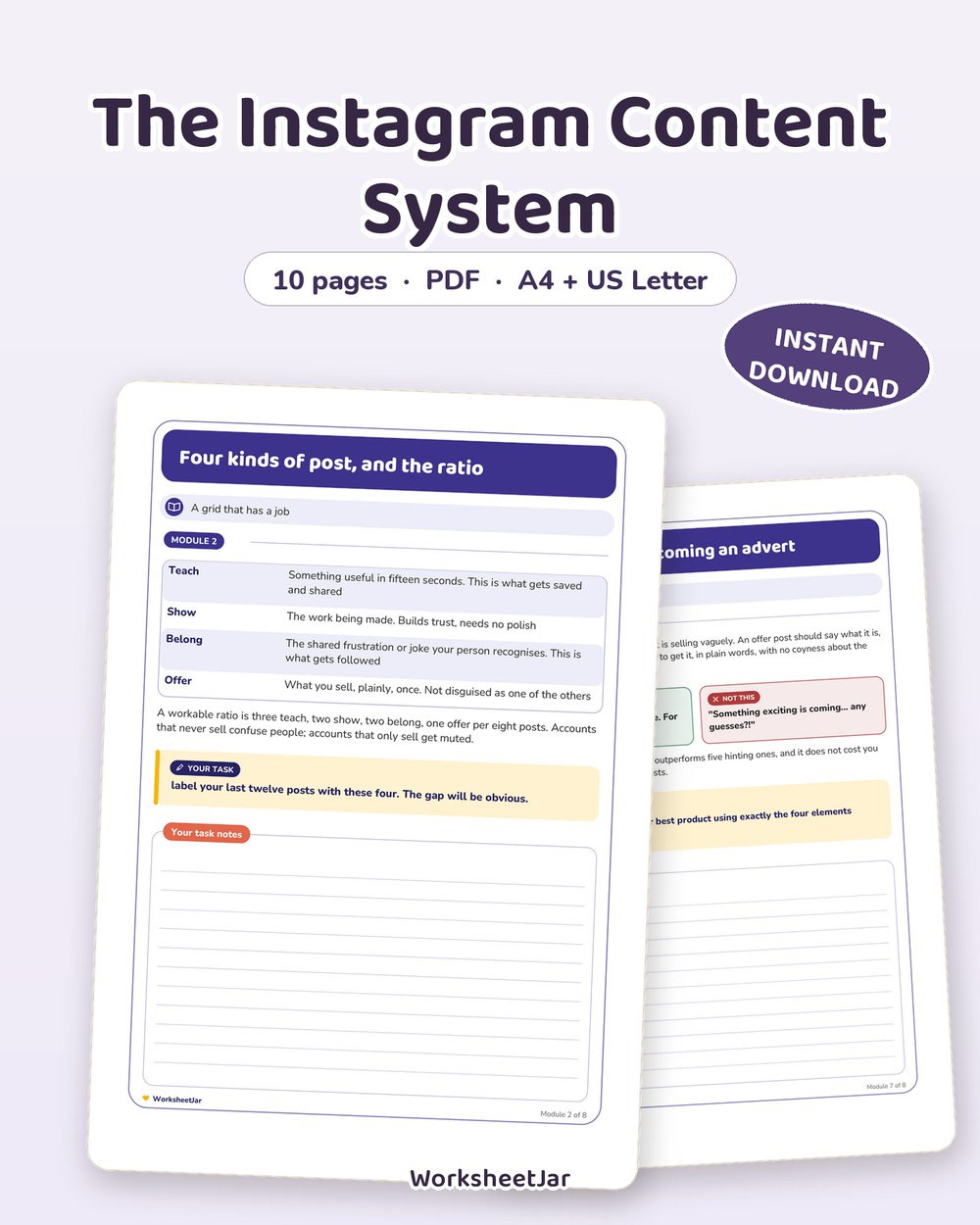 The Instagram Content System | 10 Page Mini Course - printable ebooks, courses & prompt packs PDF, page preview