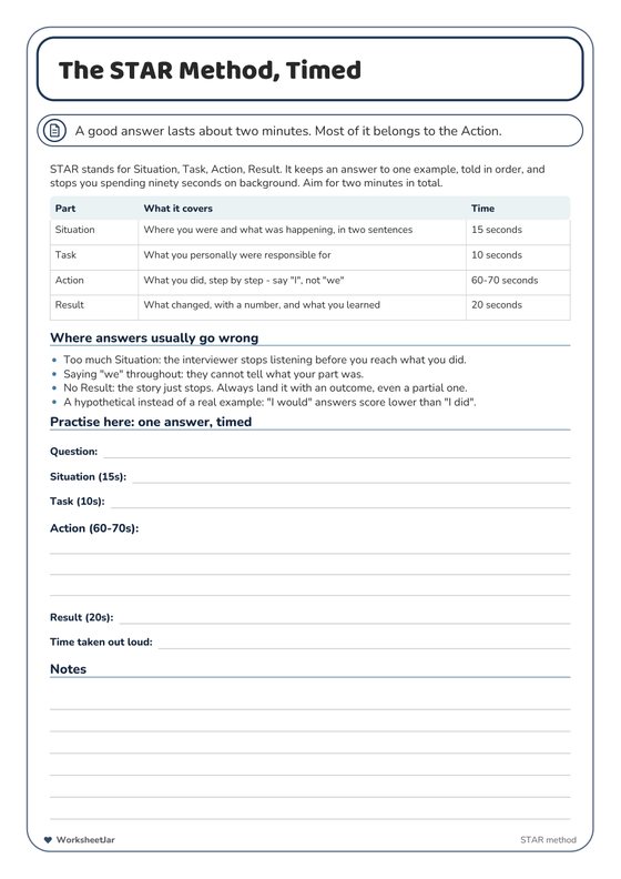 Interview Preparation Workbook - inside page 1