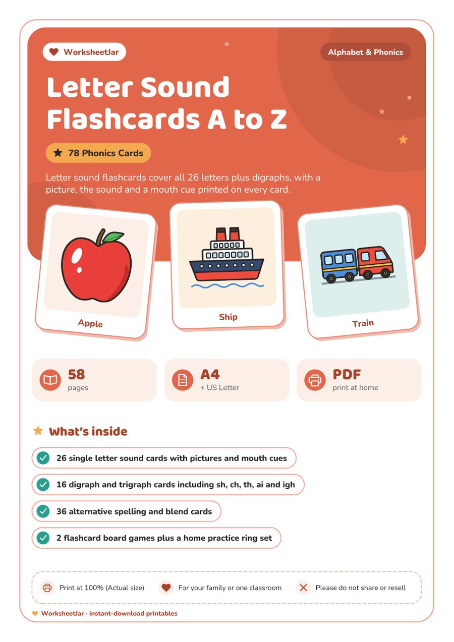 Letter Sound Flashcards A to Z - cover