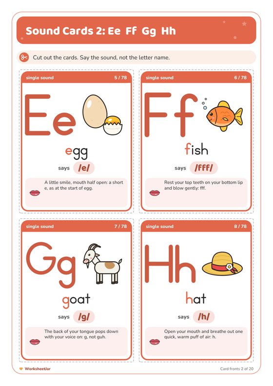 Letter Sound Flashcards A to Z - inside page 2