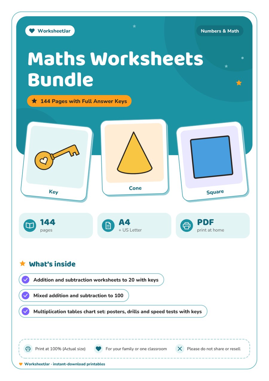 Maths Worksheets Bundle - cover