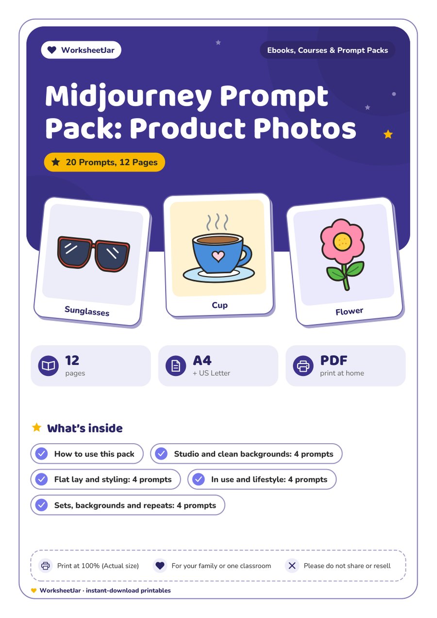 Midjourney Prompt Pack: Product Photos - cover