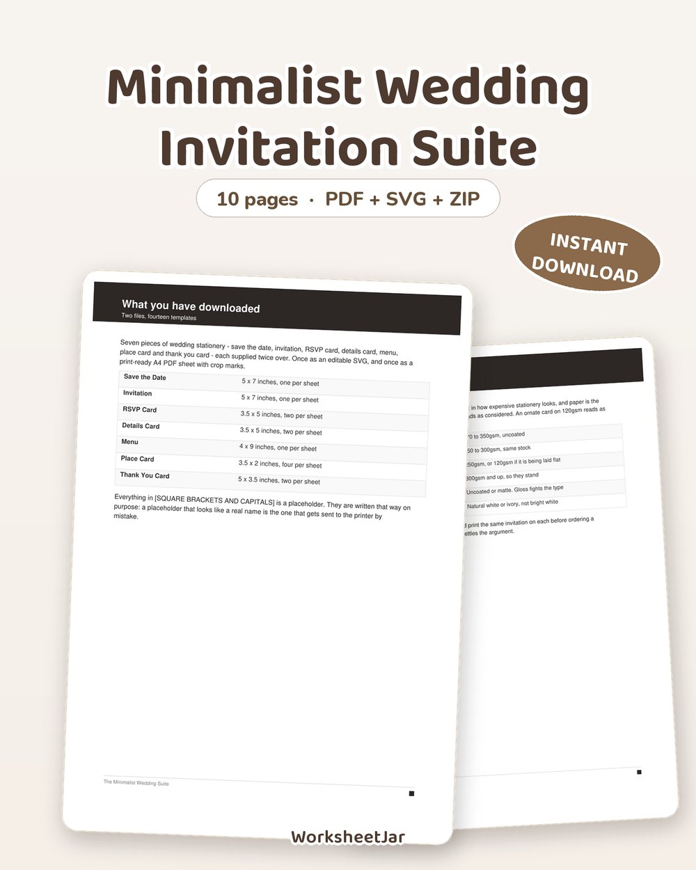 Minimalist Wedding Invitation Suite | 7 Editable Pieces - printable wedding & events PDF, page preview