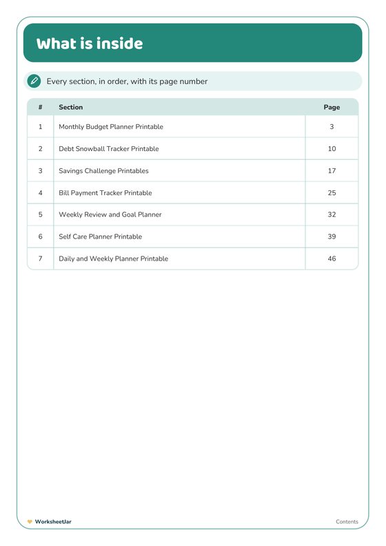 Money and Planning Mega Bundle - inside page 1