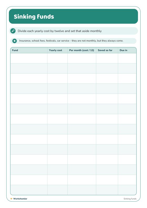 Monthly Budget Planner Printable - inside page 3