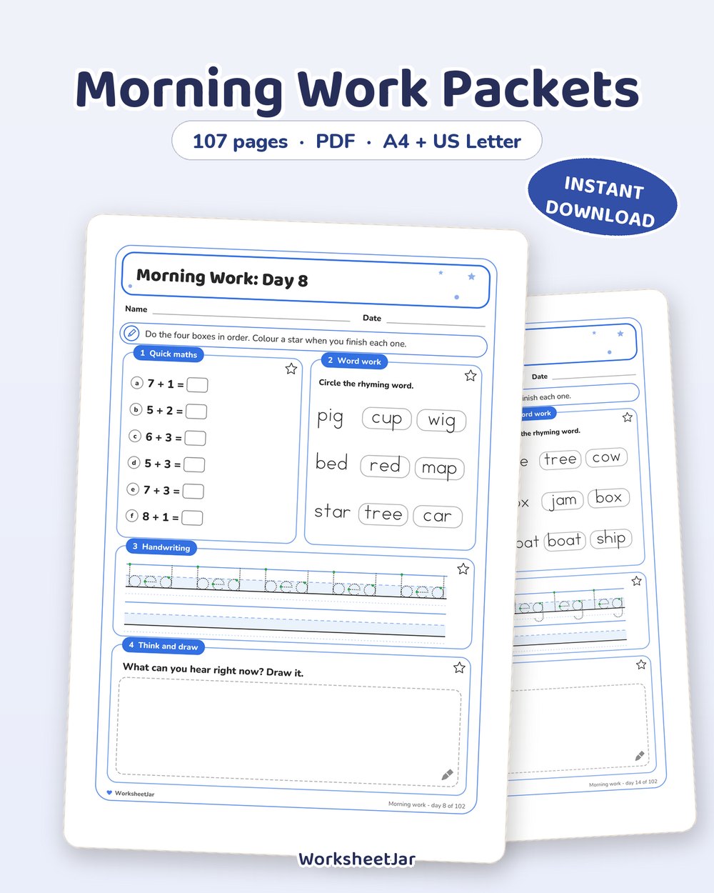 Morning Work Packets | 102 Ready to Print Starter Pages - printable teacher & classroom tools PDF, page preview