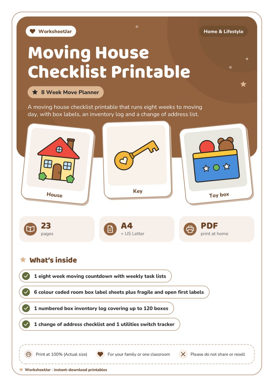 Moving House Checklist Printable - cover