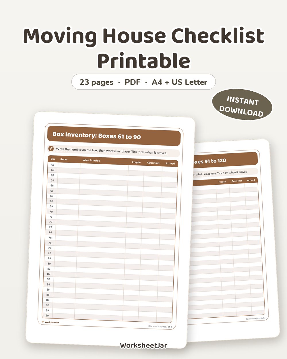 Moving House Checklist Printable | 8 Week Move Planner - printable home & lifestyle PDF, page preview