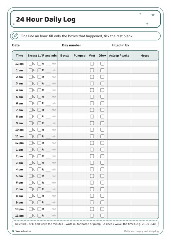 Newborn Feeding and Sleep Tracker - inside page 2