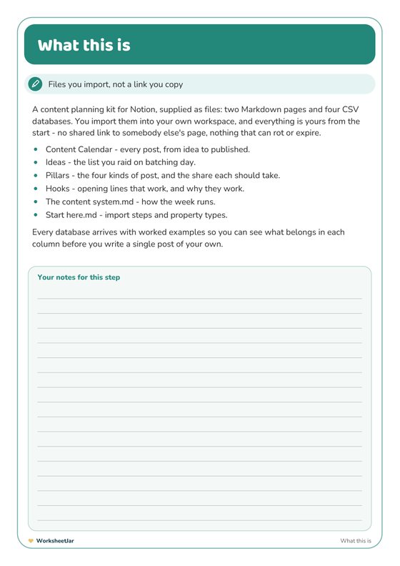 Notion Content Calendar - inside page 2