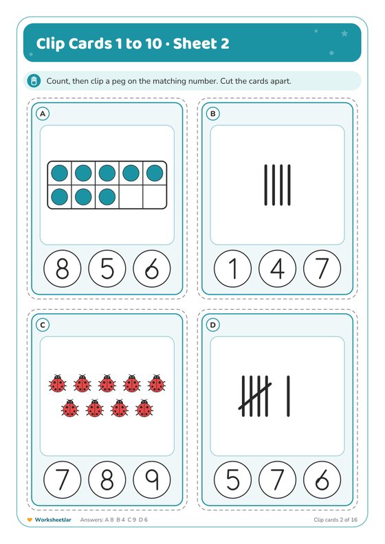 Number Matching 1 to 20 Worksheets - inside page 3