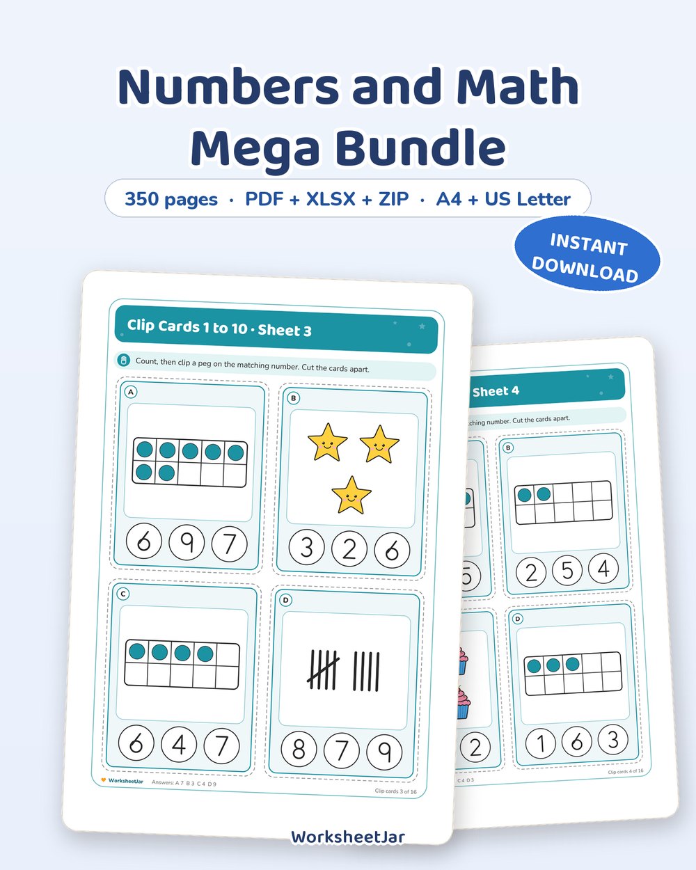 Numbers and Math Mega Bundle | 350 Printable Practice Pages - printable numbers & math PDF, page preview