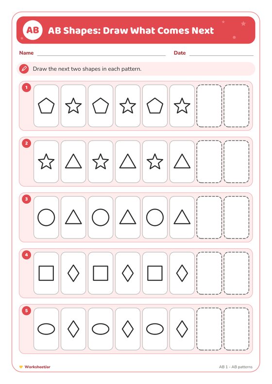 Pattern Completion Worksheets AB and ABC - inside page 1