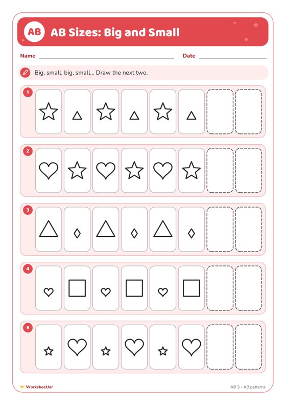 Pattern Completion Worksheets AB and ABC - inside page 3