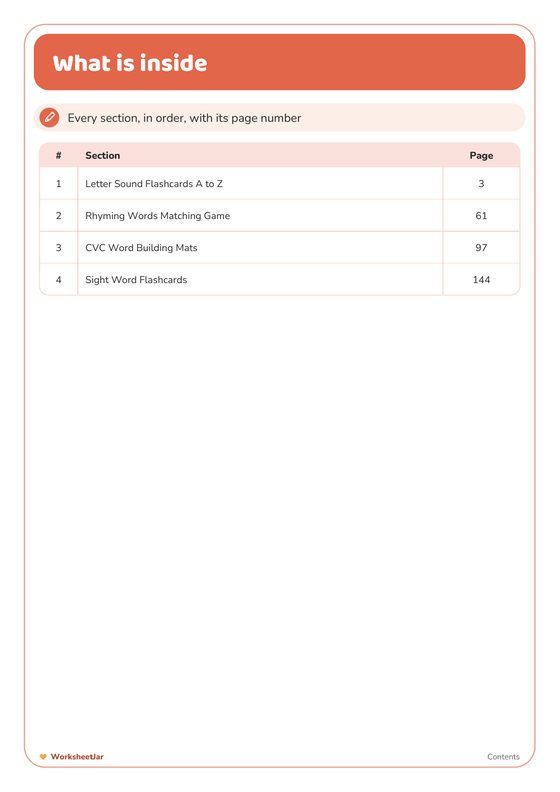 Phonics Worksheets Bundle - inside page 1
