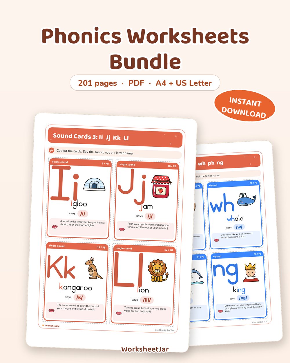 Phonics Worksheets Bundle | 201 Pages CVC and Sight Words - printable alphabet & phonics PDF, page preview