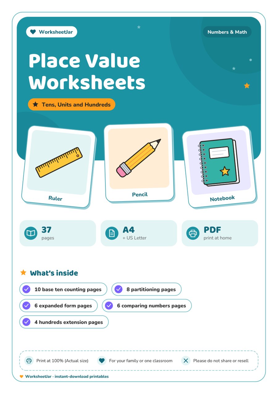 Place Value Worksheets - cover