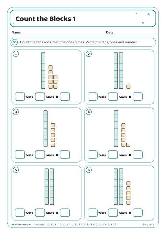 Place Value Worksheets - inside page 1