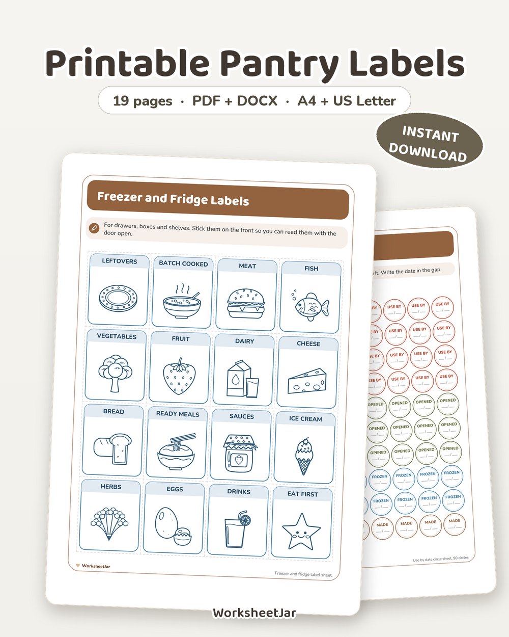 Printable Pantry Labels | 120 Kitchen Jar and Shelf Labels - printable home & lifestyle PDF, page preview