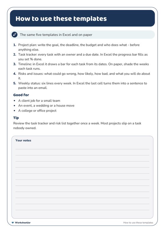 Project Management Templates - inside page 1
