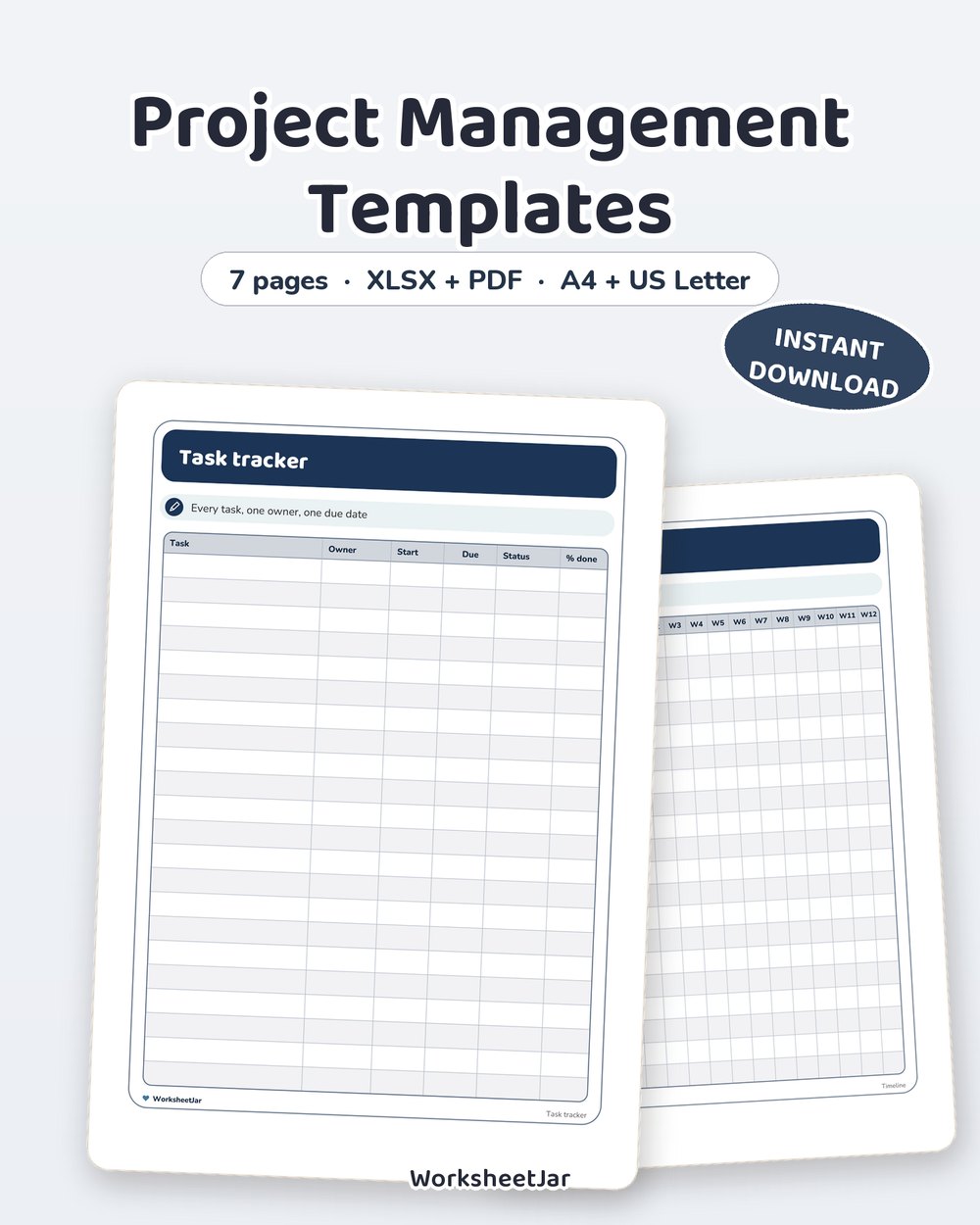 Project Management Templates | Plan, Task Tracker, Timeline and Status Report - printable career & business templates PDF, page preview