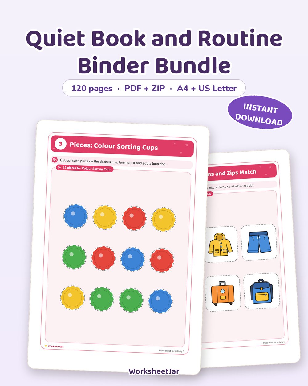 Quiet Book and Routine Binder Bundle | 120 Pages - printable toddler & busy binders PDF, page preview
