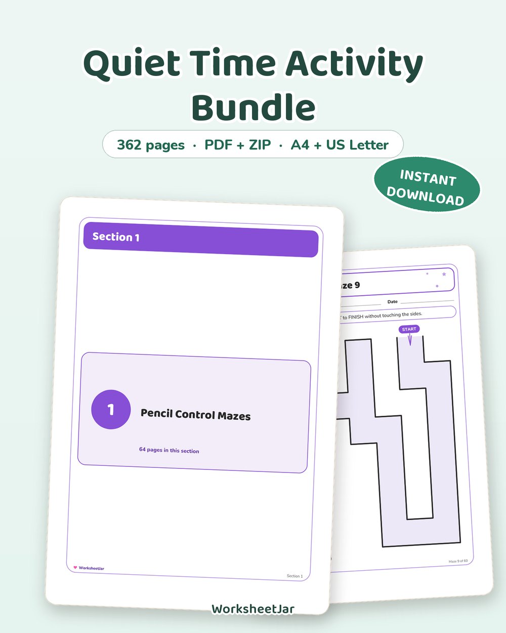 Quiet Time Activity Bundle | Screen Free Play Pages - printable fine motor & activity PDF, page preview