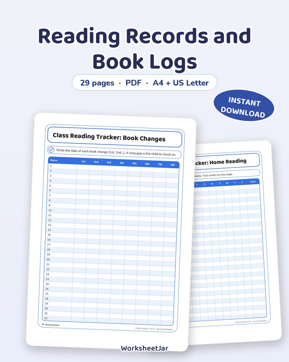 Reading Records and Book Logs | Class and Individual Sheets - printable teacher & classroom tools PDF, page preview