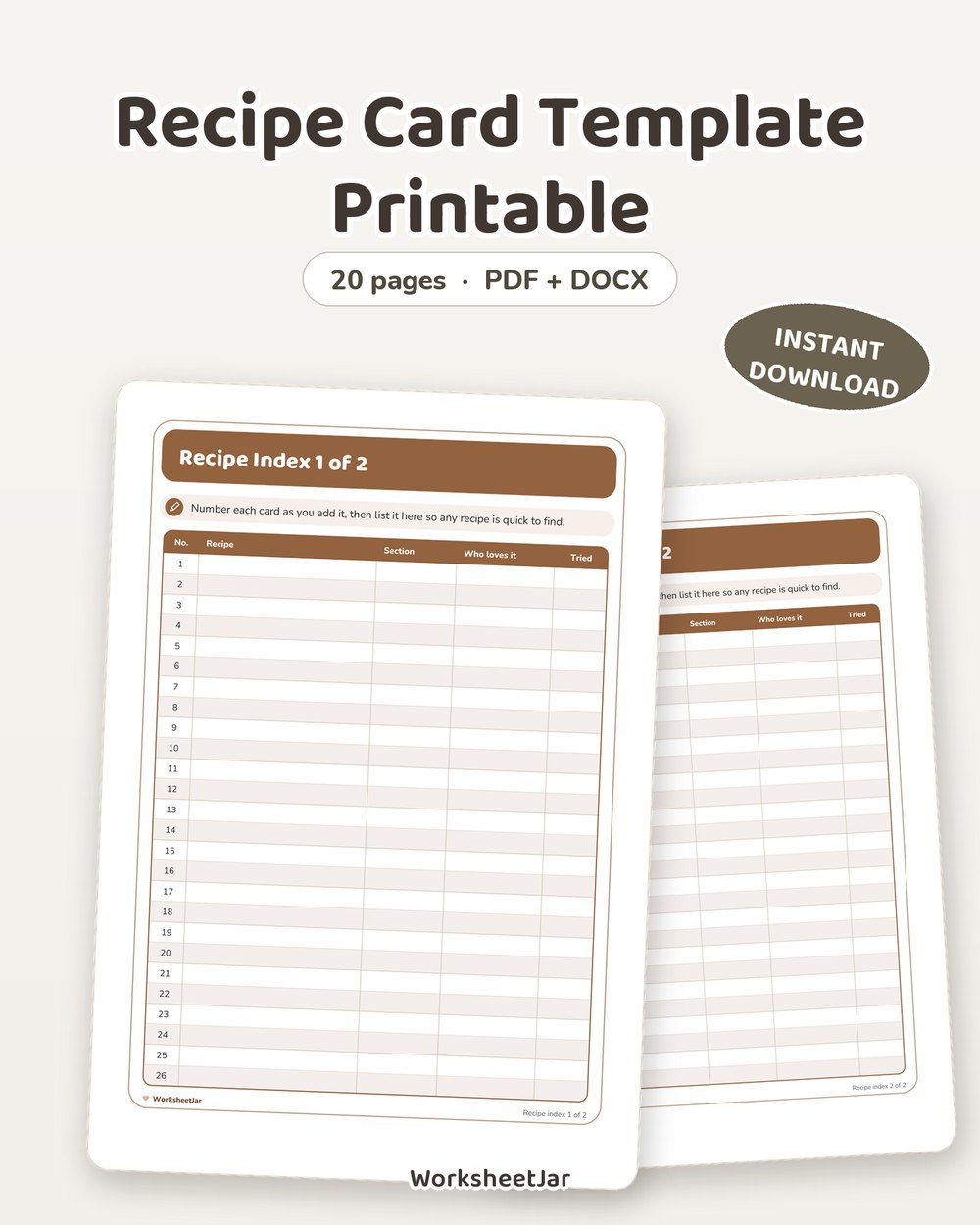 Recipe Card Template Printable | Editable 4x6 Recipe Cards - printable home & lifestyle PDF, page preview